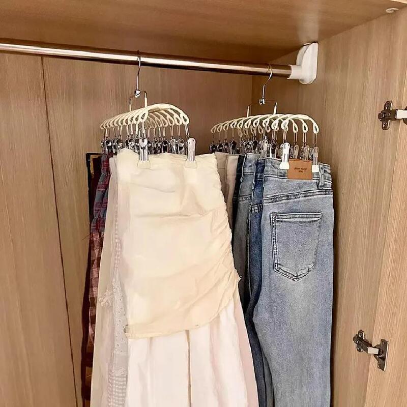 Storage Solution for Dorm Clothes: Double-Row Sock Hanger, Drying Rack, Stainless Steel Clothes Hanger, Space-Saving with Multiple Metal Clips
