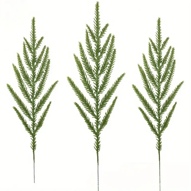 跨境圣诞节仿真植物13叉手感科技软料圣诞装饰DIY松针配件装饰|undefined
