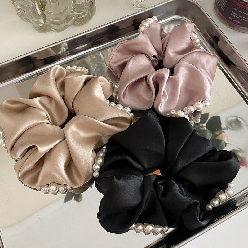 Korean-style French Elegant Pearl Scrunchie For Women, Simple And Fashionable Hair Accessory_voghion.com