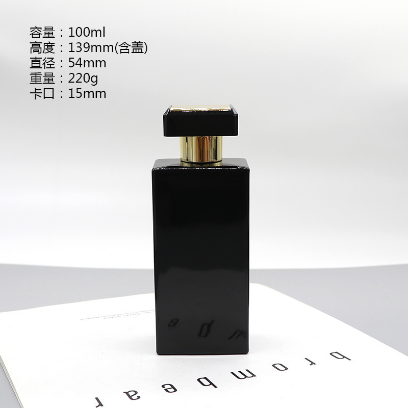 Botella de perfumes de bayonet negra mate botella de pulverización de presión cuadrada botella de cosméticos muestra pequeña botella de embalaje de vidrio botella vacía en stock