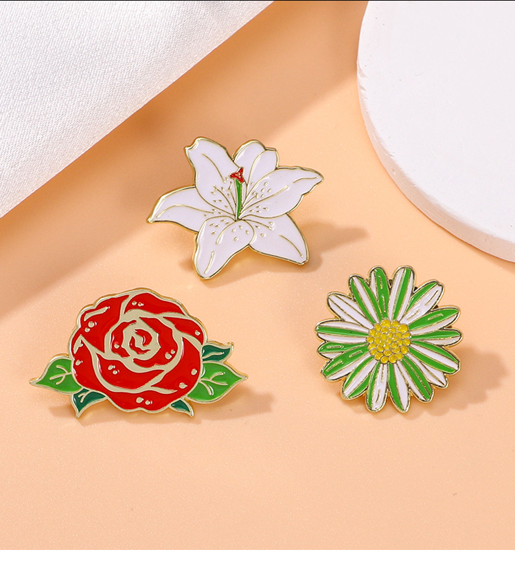 7g Weight Brooches Classification Elegant Lady Pin Flower Alloy Enamel Unisex Brooches