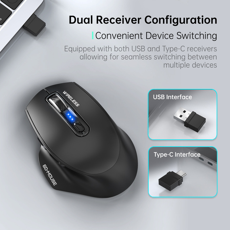 E-Sports Ready Stock Type-C+Usb Dual-Head Three-Mode Gaming Wireless Mouse Bluetooth Charging Mouse with Power Display E-Sports Ready Stock Type-C+Usb Dual-Head Three-Mode Gaming Wireless Mouse Bluetooth Charging Mouse with Power Display