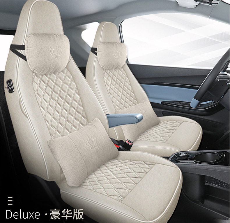 Chery Little Ant Car Seat Cover, Suitable for All Seasons, Linen Breathable Cushion Seat Cover, All-Inclusive Cotton and Linen Special Seat Cover