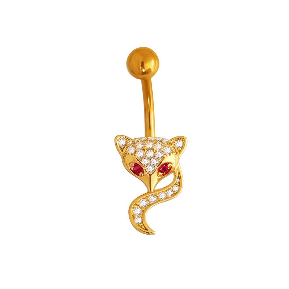 Piercing ombelico volpe con zirconi gioiello per corpo_voghion.com
