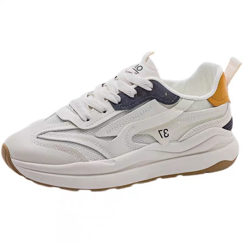 Zapatillas deportivas de malla transpirables para mujer, estilo casual, color blanco, novedad primavera-otoño 2025.