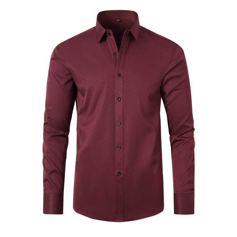 Amazon de cuatro lados de la camisa elástica de los hombres SLIM-Fit delgada camisa de los hombres del músculo anti-arrugas no-planchar cross-border ropa de los Hombres Calientes