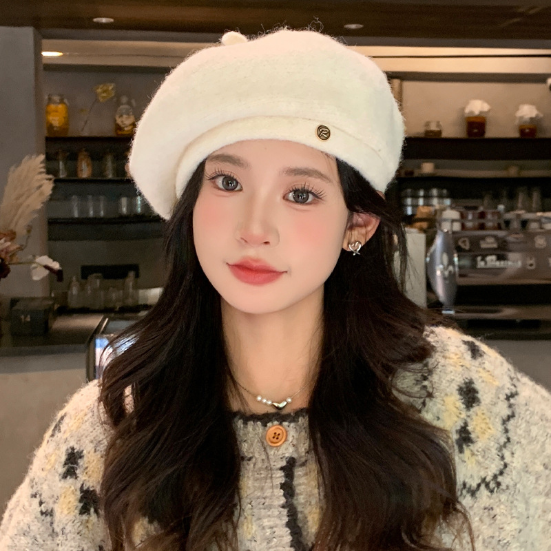 时尚百搭英伦风保暖贝雷帽子女秋冬季显脸小画家帽文艺复古蓓蕾帽|undefined