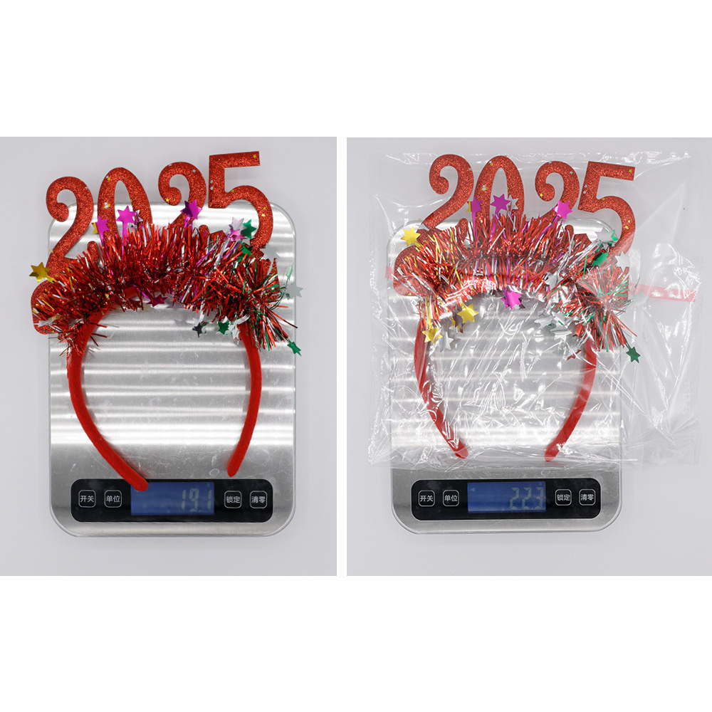 2025 Happy New Year Eve Hairbands Glitter Headband 2025 Holiday Headpiece for Christmas Party Supplies Decorations_voghion.com