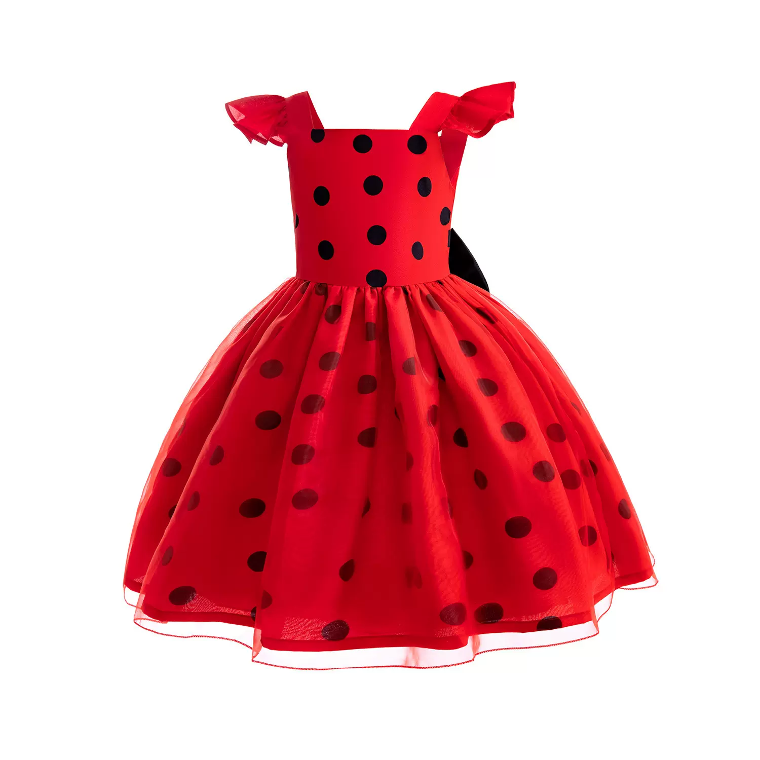 万圣节服装瓢虫连衣裙红黑圆点 LADYBUG 女童节日表演服套装