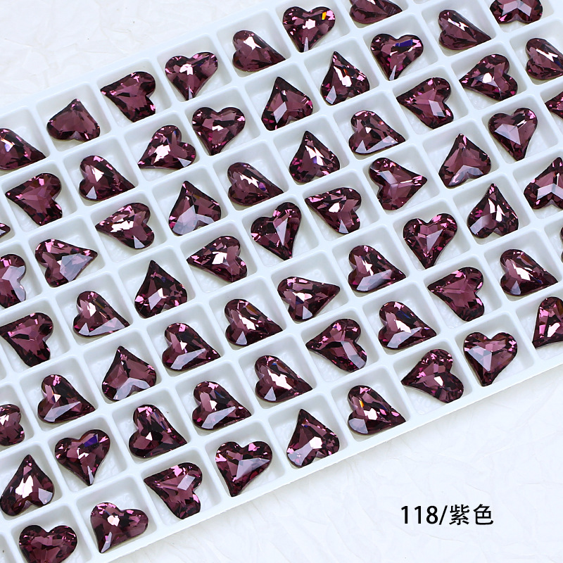 東州クリスタル 8*9 ミリメートル新しい小さな斜めハート型の輝くネイルアートダイヤモンド高品質 K9 ガラスダイヤモンド模造ファーザー DIY ジュエリーアクセサリー|undefined