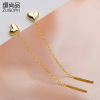 Accessory stainless steel, fashionable glossy golden earrings heart-shaped, wholesale, Japanese and Korean