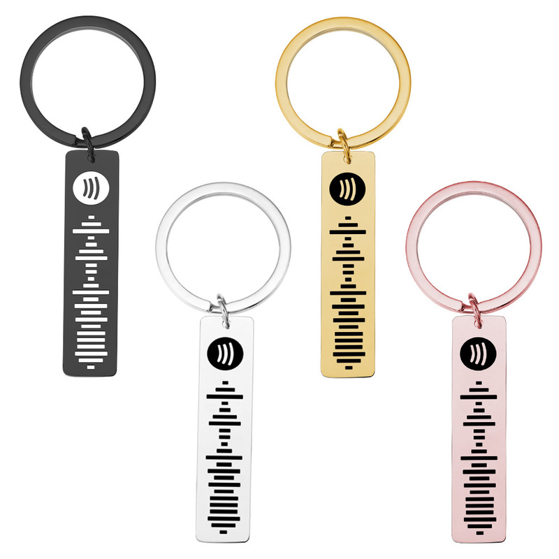 Cross-border 2023 New Personality Trend spotify Music Code Stainless Steel Keychain to Figure Laser Engraving in stock