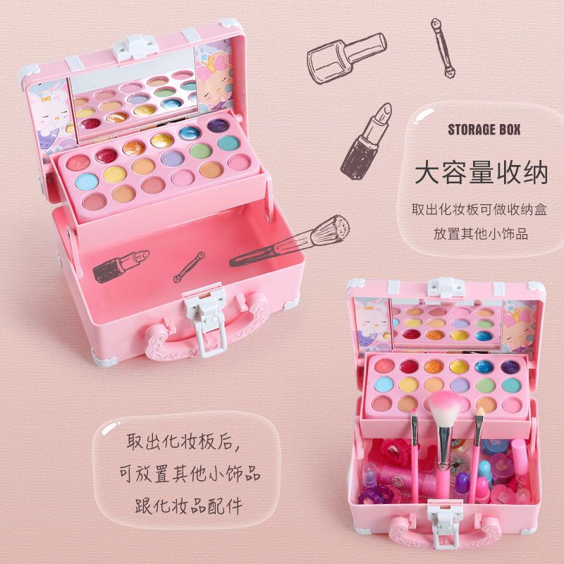 Children's Cosmetics Toy Set for Girls, Little Princess Lipstick Makeup Box, Baby Washable Nail Polish, Birthday Gift
