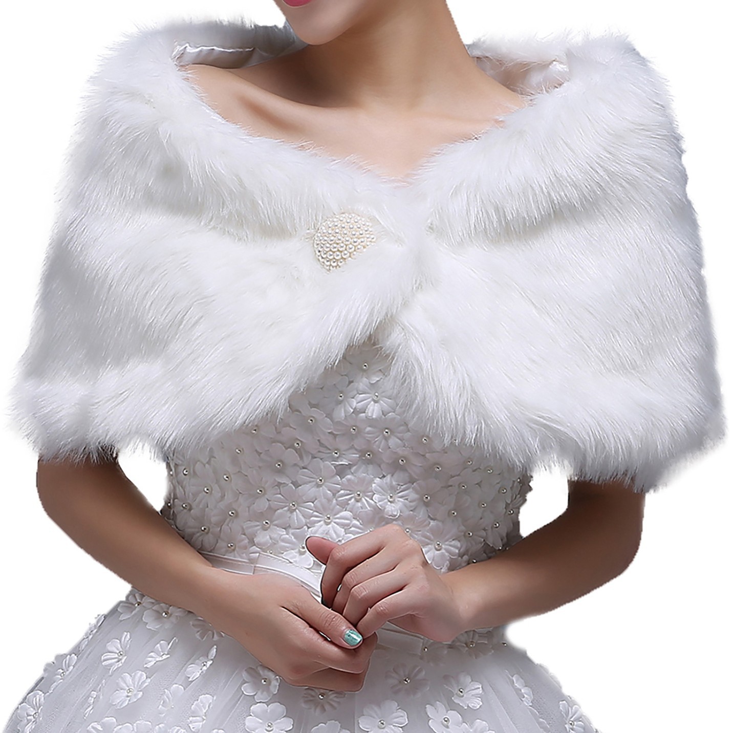 亚马逊婚纱毛披肩新娘婚纱礼服 冬季保暖披肩仿兔毛披肩跨境ebay