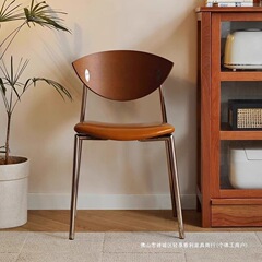 中古风实木家用餐椅可叠放轻奢靠背椅咖啡厅休闲餐桌椅设计师椅子