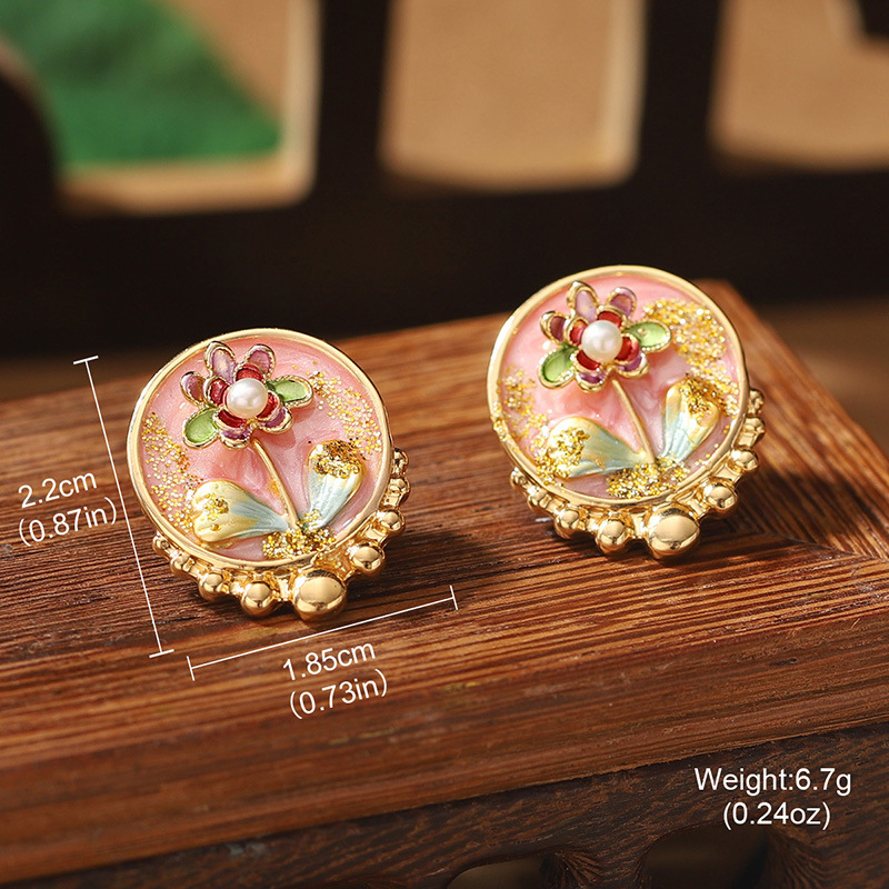 1 Par Estilo Vintage Estilo Francés Flor Enchapado Aleación Pendientes display picture 3