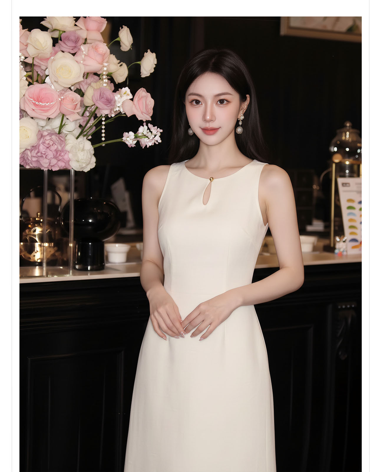Đầm maxi nữ thêu tay cổ điển Trung Hoa không tay mùa hè — váy liền chi tiết 2