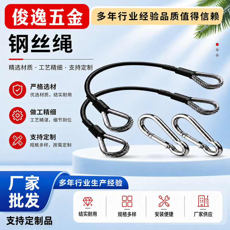 Wholesale 304 Stainless Steel Wire Rope Fitness Equipment Tension Extension Rope Fitness Equipment Tension Rope with Buckle