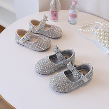 女鞋新款2025爆款时尚气质儿童单鞋中大童水晶鞋小女孩公主鞋