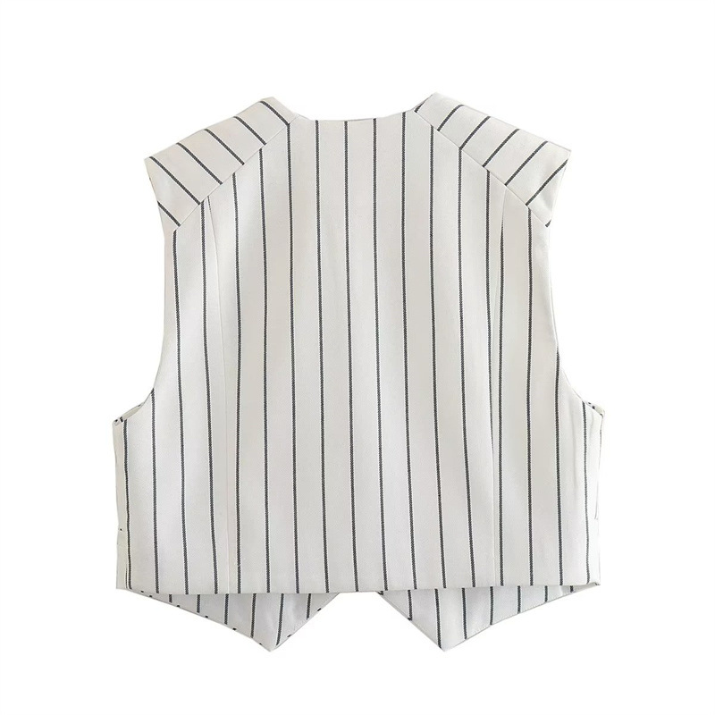 Chaleco a Rayas de Estilo Europeo y Americano de ZA& Fashion, Estilo Ins, Novedad de Verano 2023, Prenda Exterior Elegante para Viajar al Trabajo image 5