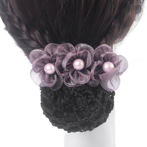 Feminine hair style professional Korean nurse stewardess bank hair accessories net pocket clip headdress removable hair net hair clip