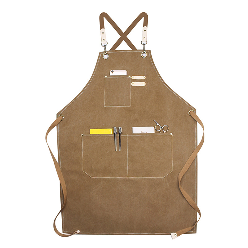 Amazon engrosada lienzo delantal logotipo personalizado leche té tienda bar chef peluquería guardapolvos delantal al por mayor