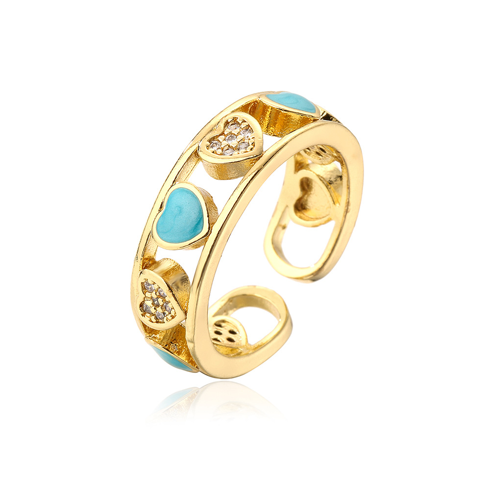 Fashion Geometric Copper Inlay Zircon Open Ring 1 Piece