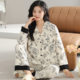 Cross-border foreign trade tiktok live broadcast spring and autumn explosions lapel pajamas women's cardigan long sleeve cartoon home clothes women's suit