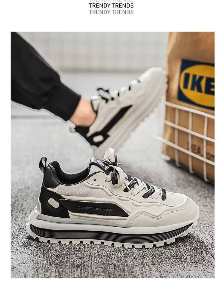 Giày thể thao nam đế dày tăng chiều cao, sneaker phối màu trơn, gót thấp 1–3 cm — C965 Kaki, C965 màu đen, C965 trắng chi tiết 9