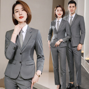 Property consultant professional attire men and women the same gray suit teacher overalls 4S store manager work vest