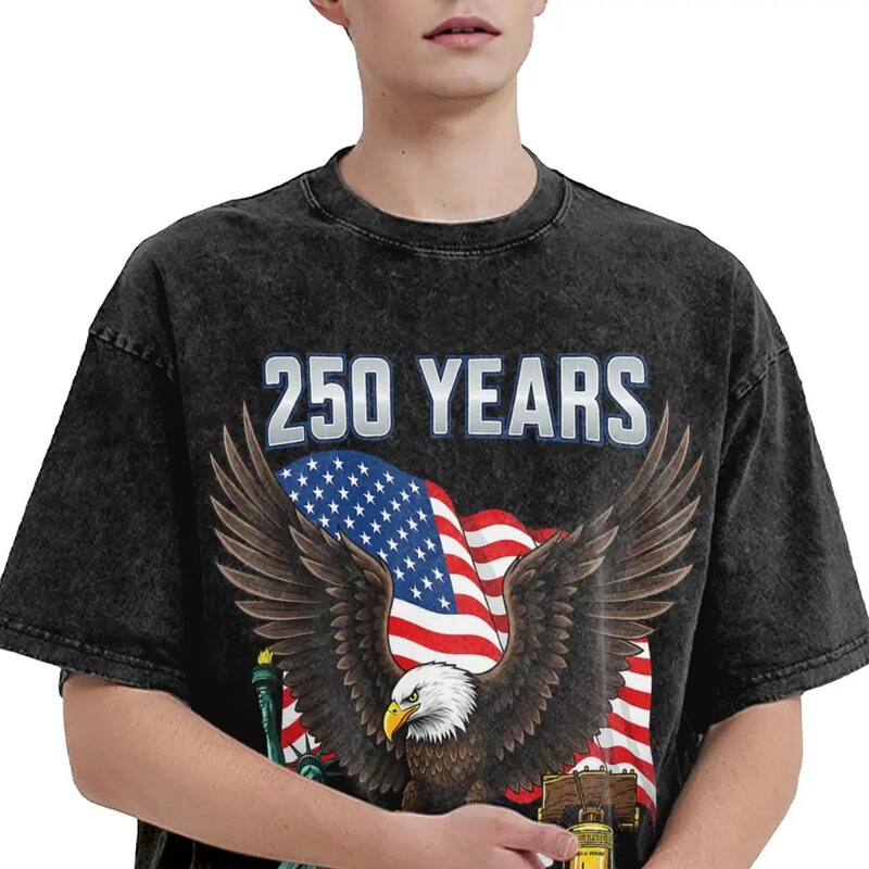 European Size Cross-Border 250Th American Independence Day American Flag July 4Th Men's T-Shirt Creative T-Shirt Classic Clothing