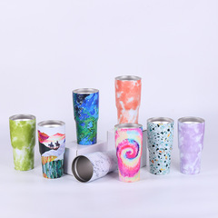 供應20oz汽車杯創意瘦身杯彩色冰霸杯雙層直身吸管保溫杯批發