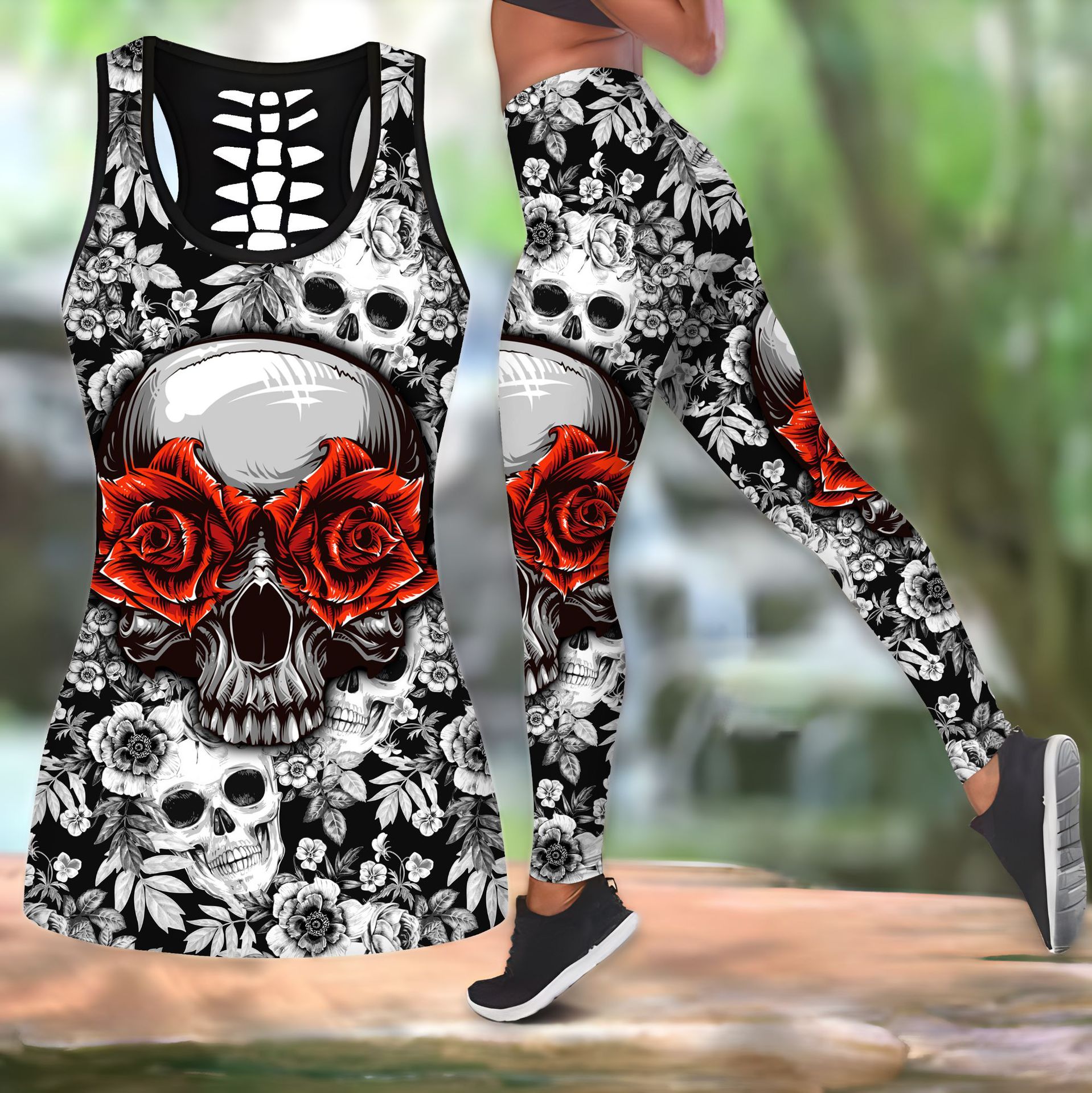 350g Weight Sleeveless Sleeve Length Spandex, Polyester Fabric Type Pant Co-ord Set Sets Type 2 Pieces Set Quantity Street, Sports Occasion U Neck Neckline Skinny Fit Type Halloween Festival Rose, Skull Pattern Summer, Spring Season Women's Gender Printing Design Hip-Hop, Streetwear Style Street Sports Women's Hip-Hop Streetwear Rose Skull Spandex Polyester Printing Pant Co-ord Set Pants Sets 5