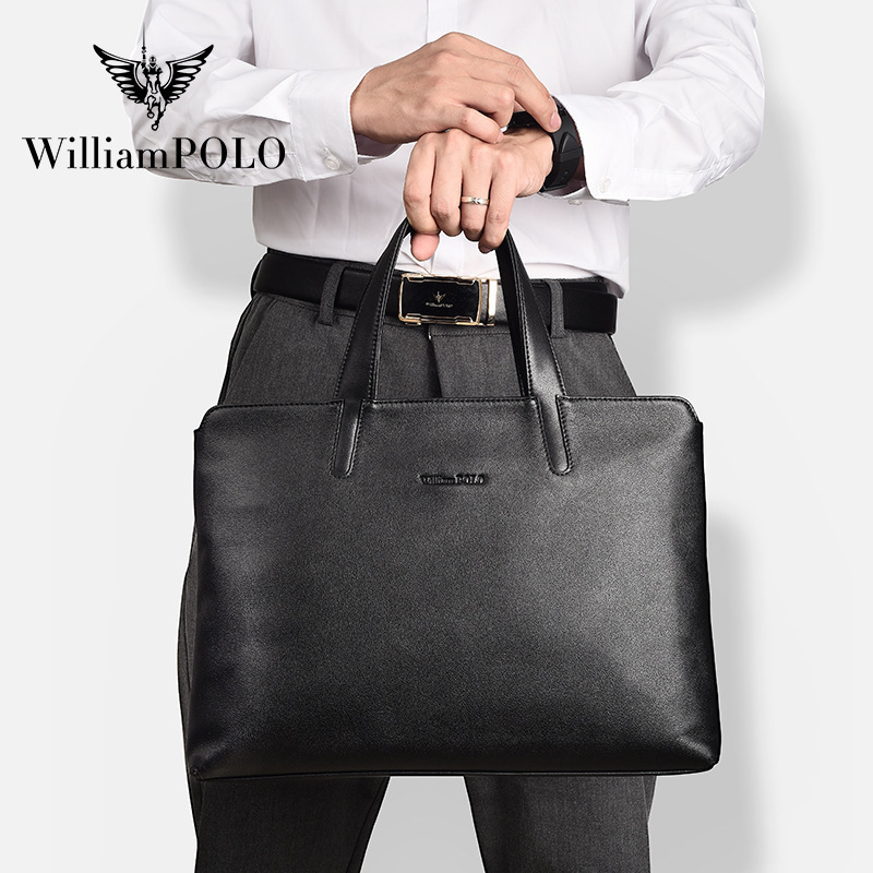 Emperor Paul Briefcase Men's Bag Fashion 14inch Business Notebook Handbag Cowhide Large Capacity Handbag