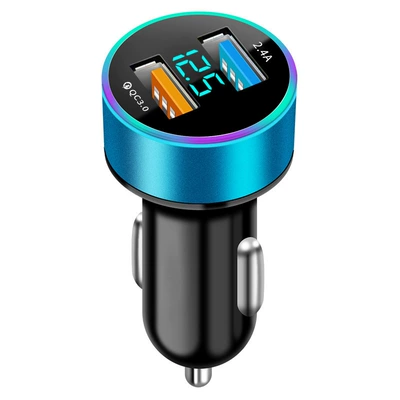 Mobil şarj cihazları, New aluminum ring 5V3.1A - dual-channel-fast-charge-qc30-24a-sapphire-blue