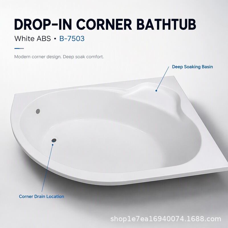 Russia's hot foreign trade inventory abs triangle embedded bathtub (no skirt, no bracket) 1600/1700mm