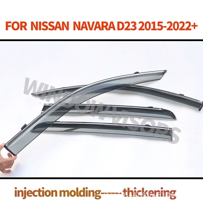Rain shield Navara Np300 2016+ Rain - navara-d23mk3-d23-2015-2022pc3d-stainless-steel-bright-strip-window-rain-shield