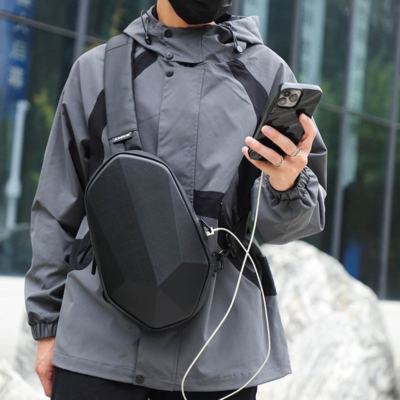 新型機関車潮レジャー純色高級ショルダーバッグアウトドア旅行携帯多機能斜めショルダーバッグ|undefined