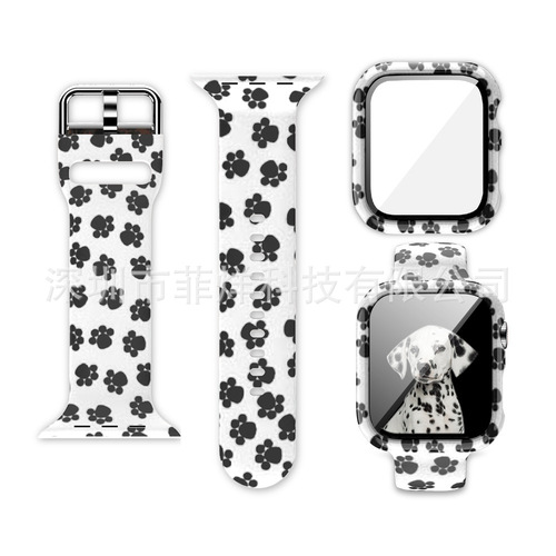 Watch strap Apple Apple Watch 5678 generation Apple buckle silicone new watch strap water transfer set cross-border watch case