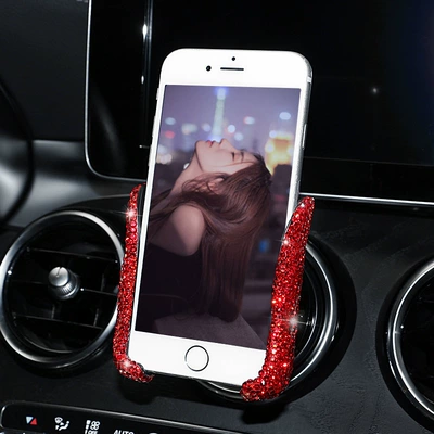 outlet seat gravity mobile phone – Car phone holder - diamond-encrusted-dual-purpose-stand-big-red-diamond