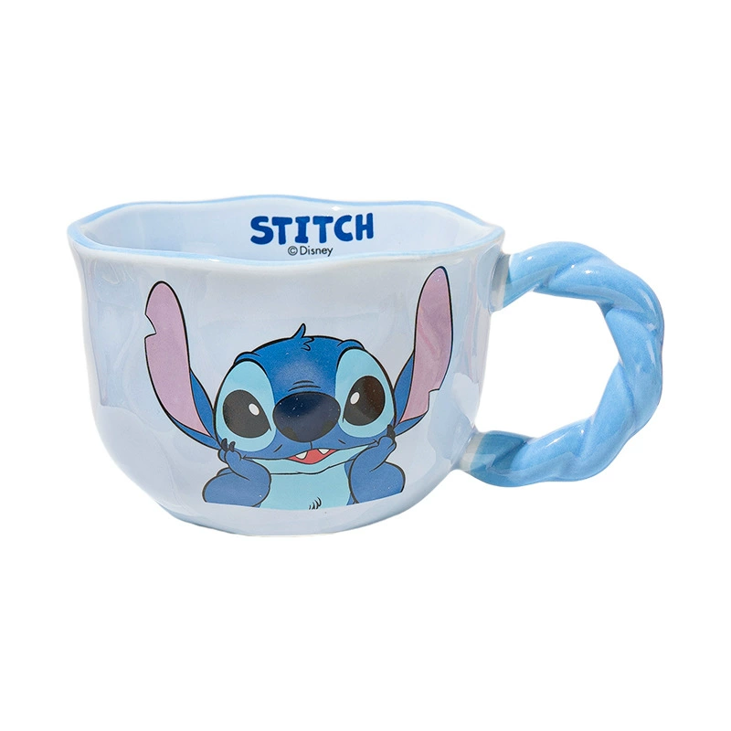 Керамическая чайная чашка (Disney Stitch) набор 380 мл, подарочная коробка с рисунком Стич и Энджел