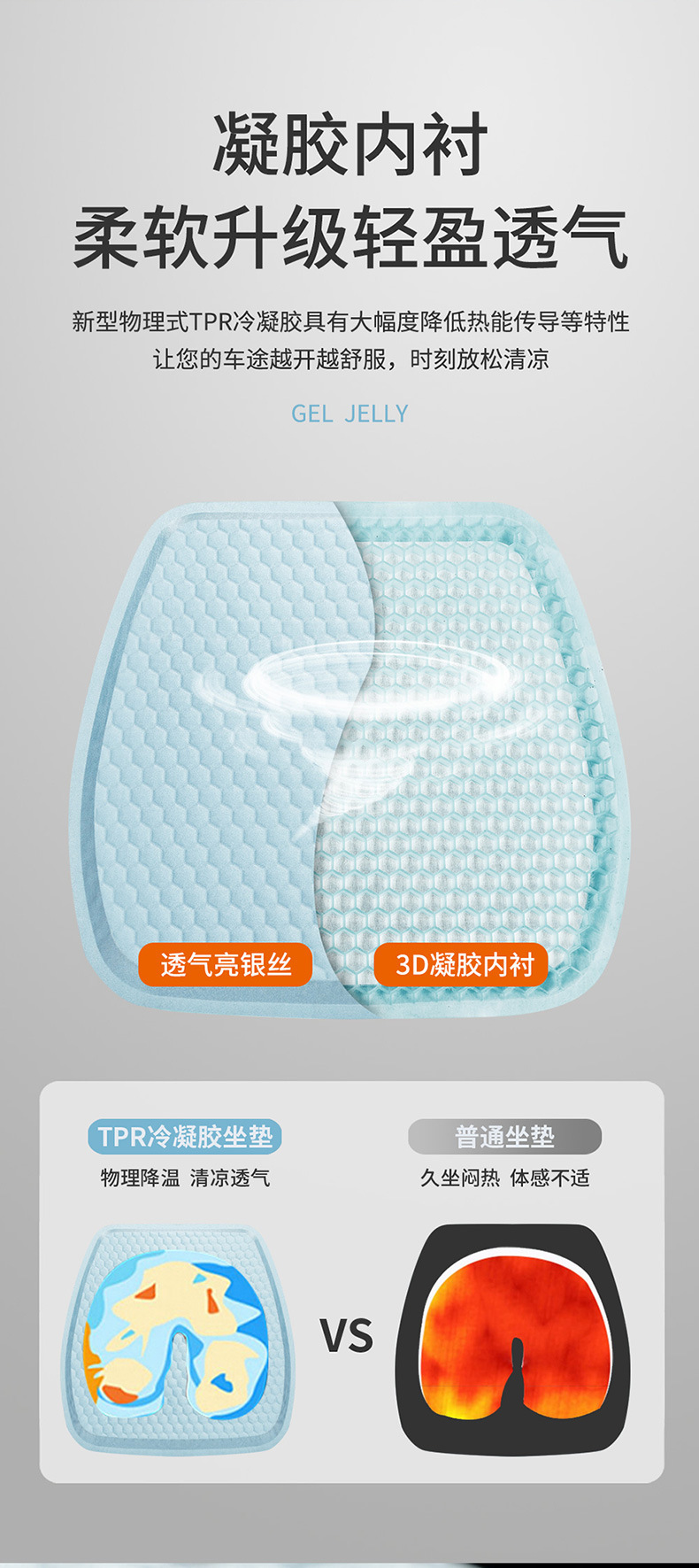 Summer Car Multifunctional Seat Cushion Egg Gel Seat Cushion Four-Season Universal Honeycomb Office Cooling Cushion