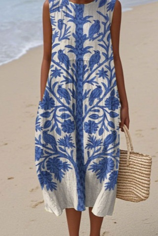 Summer New Sleeveless Printed Temperament Long Dress Dress Casual O1CN01k2C47v2Ao6DBU2wGl !!2216124918249 0 Cib