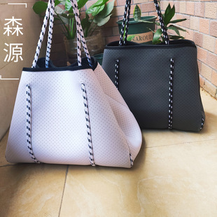 Diving Material Beach Bag Handbag Neoprene Large Capacity European and American Tote Women's Bag Waterproof Shoulder Mother and Baby Shoulder Bag