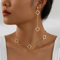Серьги и цепочка‑аксессуар, золотистые, элегантный европейский набор, лёгкие