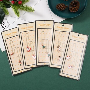 Elk Bell golden paper clip alloy cartoon Christmas tree suit student stationery creative Santa Claus bookmark