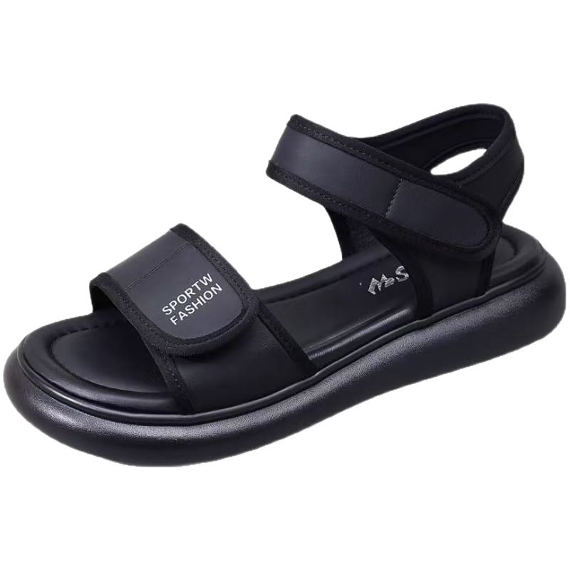 Red red velcro de fondo grueso sandalias deportivas coreanas cómodas zapatos de madre 2026 verano nuevo zapatos de playa versátiles
