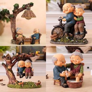 Creative Men and Women Couple Crafts Old Man and Old Lady Home Living Room Decorations Desktop Small Ornaments Birthday Gift
