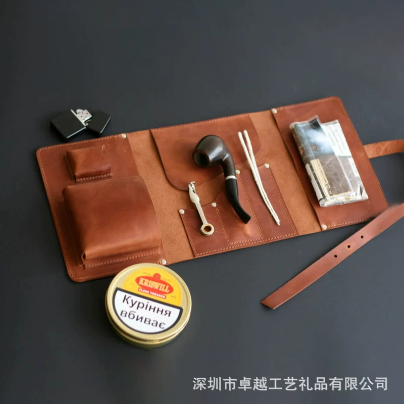 Новая сумка-ролл для трубок из искусственной кожи, вместительная, портативная, для хранения, набор аксессуаров для курения, подарок, производство Amazon