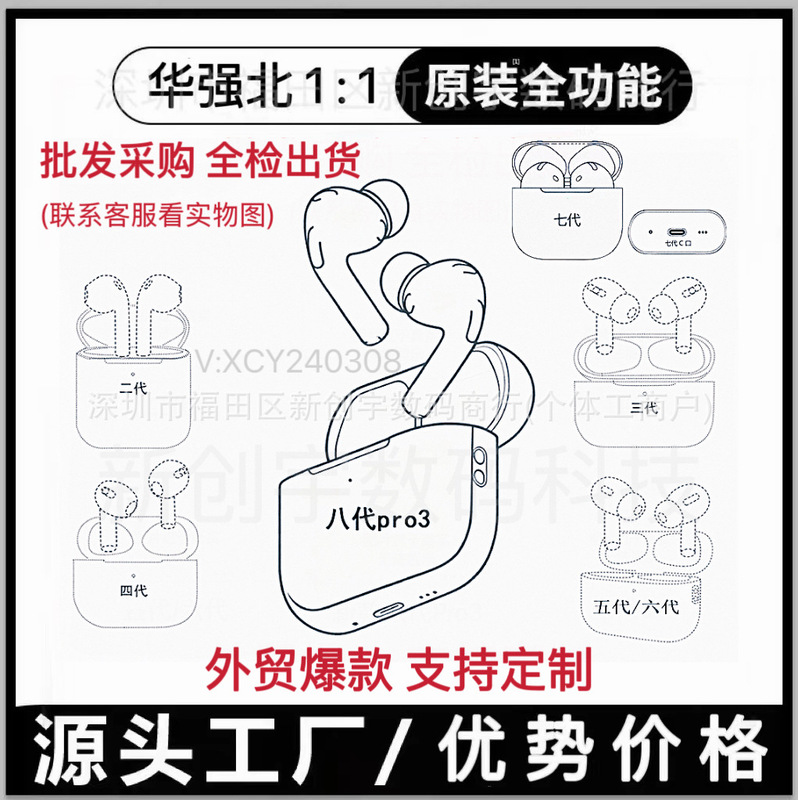 Huaqiangbei 1:1 Compatible with Apple Bluetooth Noise-Canceling Headphones from the 2Nd, 3Rd, 4Th, 5Th, 6Th, 7Th, and 8Th Generations, Factory Cross-Border Bestseller Huaqiangbei 1:1 Compatible with Apple Bluetooth Noise-Canceling Headphones from the 2Nd, 3Rd, 4Th, 5Th, 6Th, 7Th, and 8Th Generations, Factory Cross-Border Bestseller